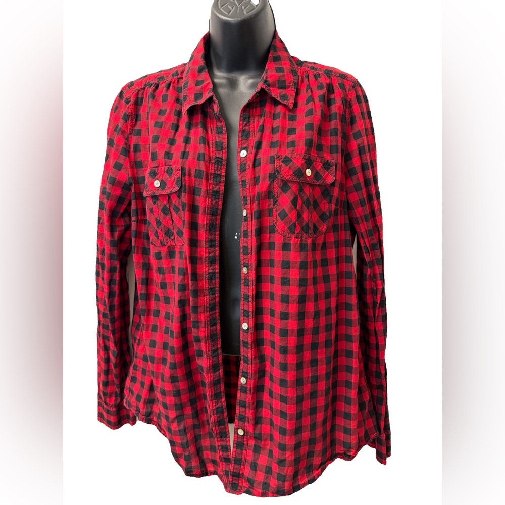 Express Red and Black Checkered women’s blouse button up Shirt